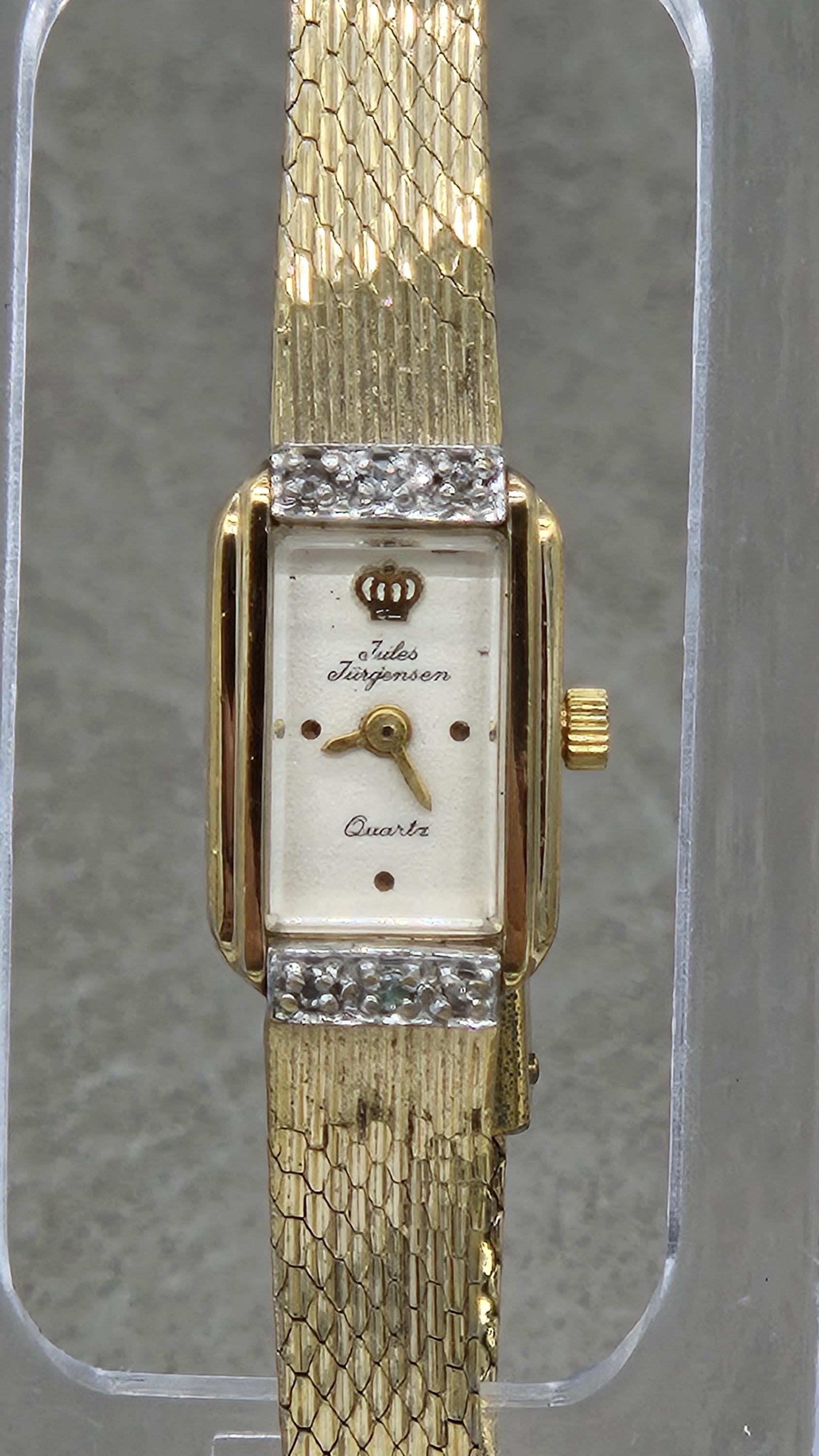 Jules Jurgensen Womens Watch 19mm White Dial Gold Tone Diamond New Battery 7.25\