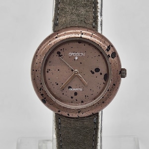 Vintage Rare SASSON Quartz Ladies Bronze Watch Pigskin Genuine Leather New Battery!