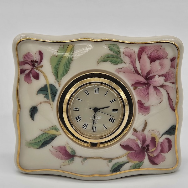 Vintage Lenox Pink Floral “Barrington Clock” Japan