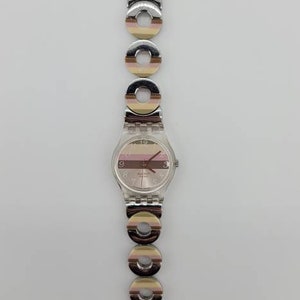 Swatch Rare Vintage Woman's Stainless Steel Pop Art Pink Coffee