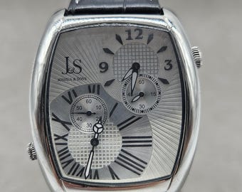 New Joshua & Sons Luxury Watch Navigator Tonneau Case Radiant Dial Dual Time Leather MRSP 495.00 USD (680 CAD)