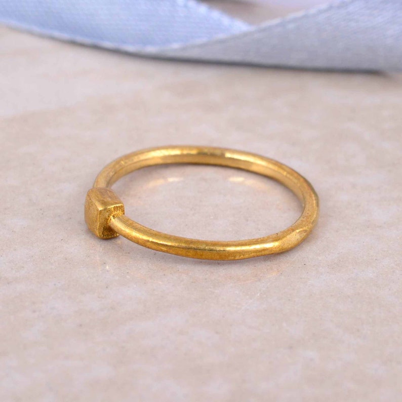 square top brass ring,simple ring,boho ring,midi rings