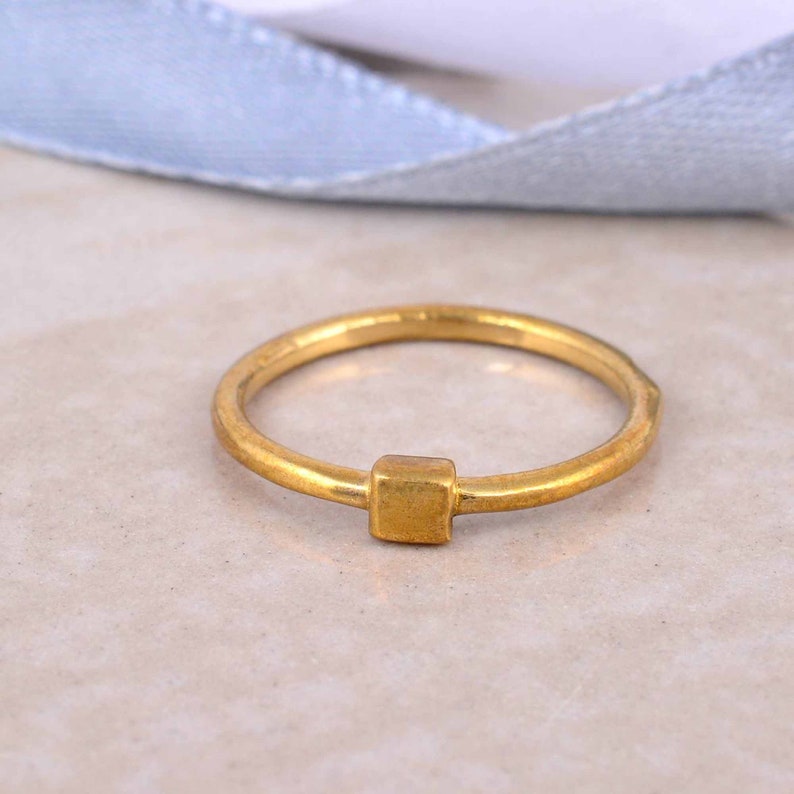 square top brass ring,simple ring,boho ring,midi rings