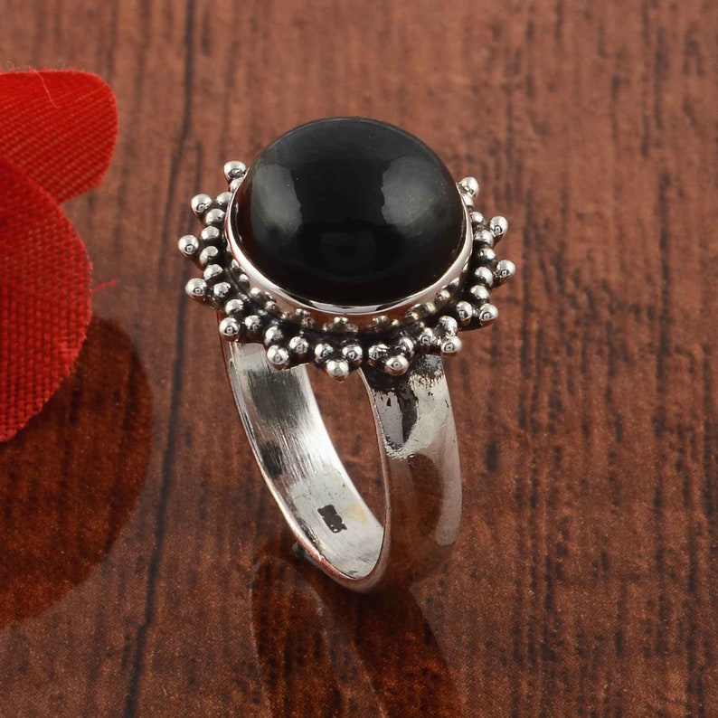 Black onyx ring Boho rings onyx ring Gemstone ring Gift for her Handmade ring Silver jewelry Sterling silver ring