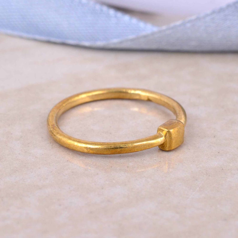 square top brass ring,simple ring,boho ring,midi rings