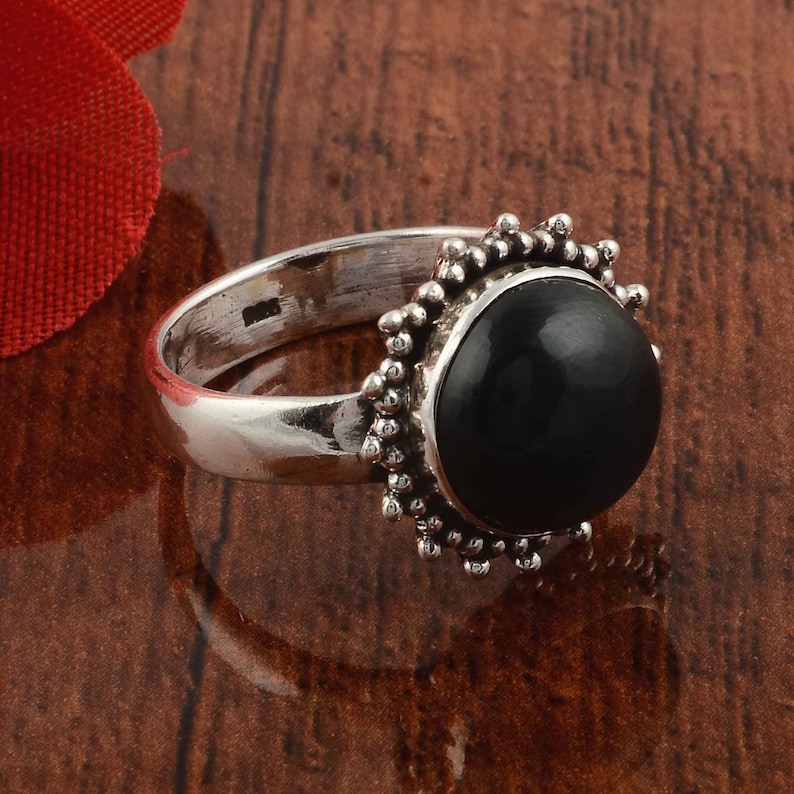Black onyx ring Boho rings onyx ring Gemstone ring Gift for her Handmade ring Silver jewelry Sterling silver ring