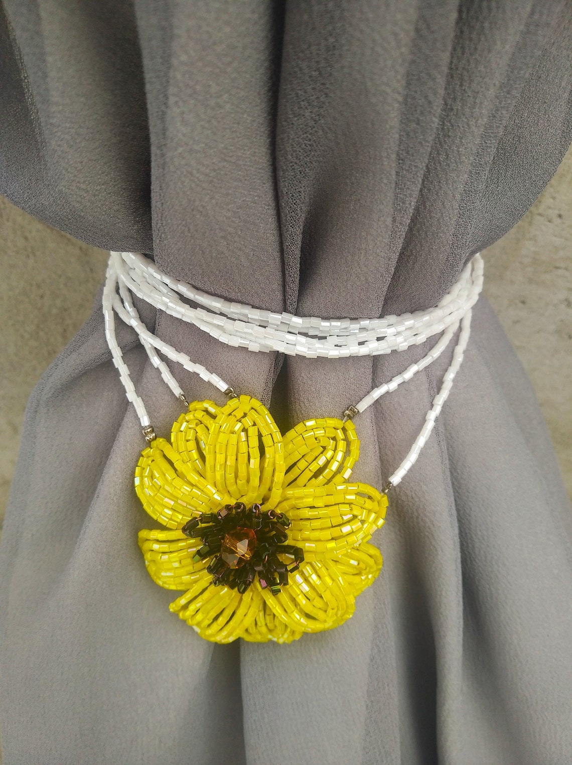 Sunflower curtain tie backs Etsy