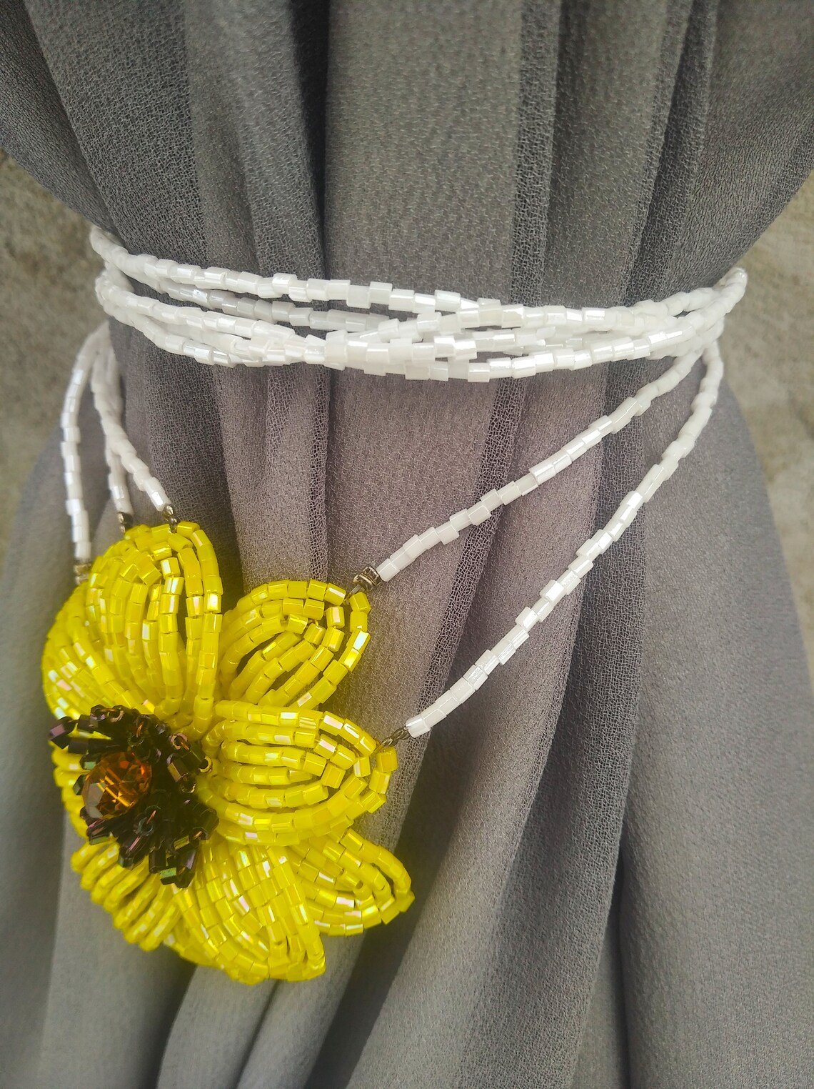 Beaded curtain tie backs with beads and crystal beads Etsy