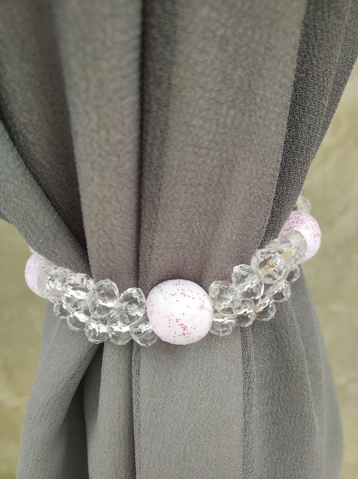 Beaded curtain tie backs with beads and crystal beads Etsy