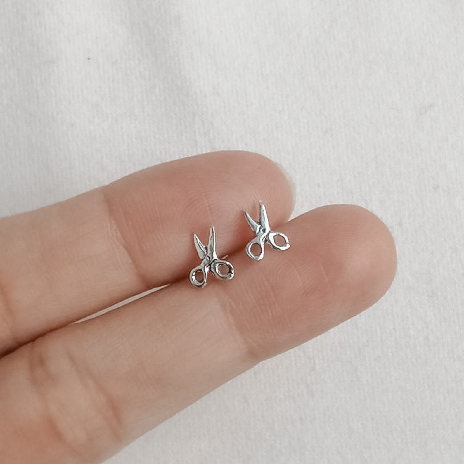925 Sterling Silver Scissor Stud Earrings Scissor Studs Etsy