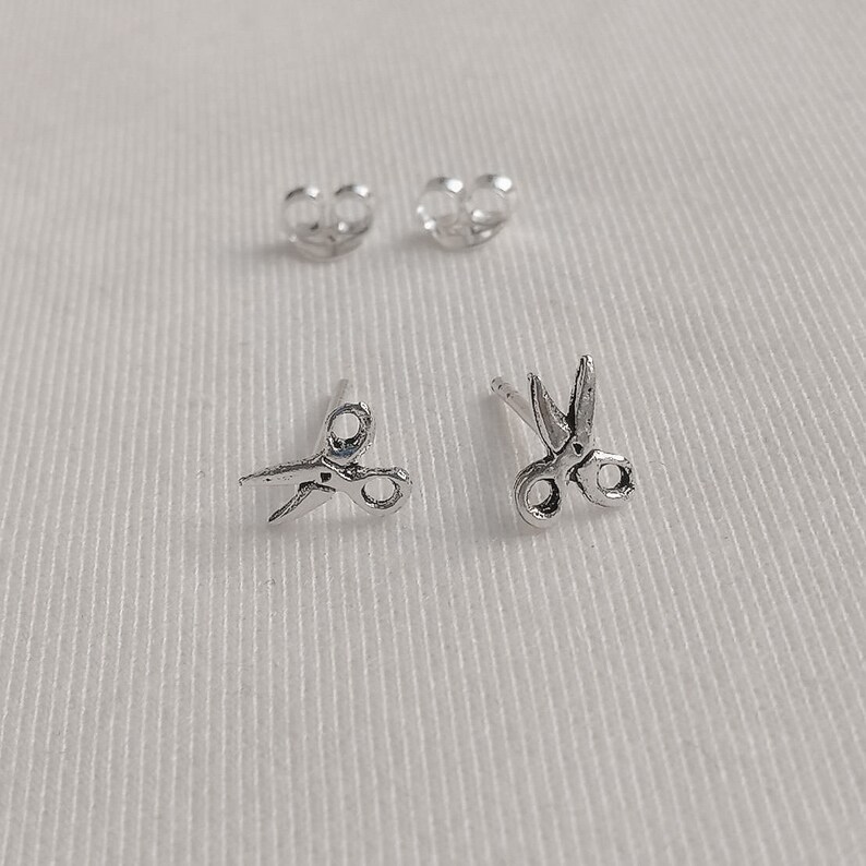 925 Sterling Silver Scissor Stud Earrings Scissor Studs Etsy