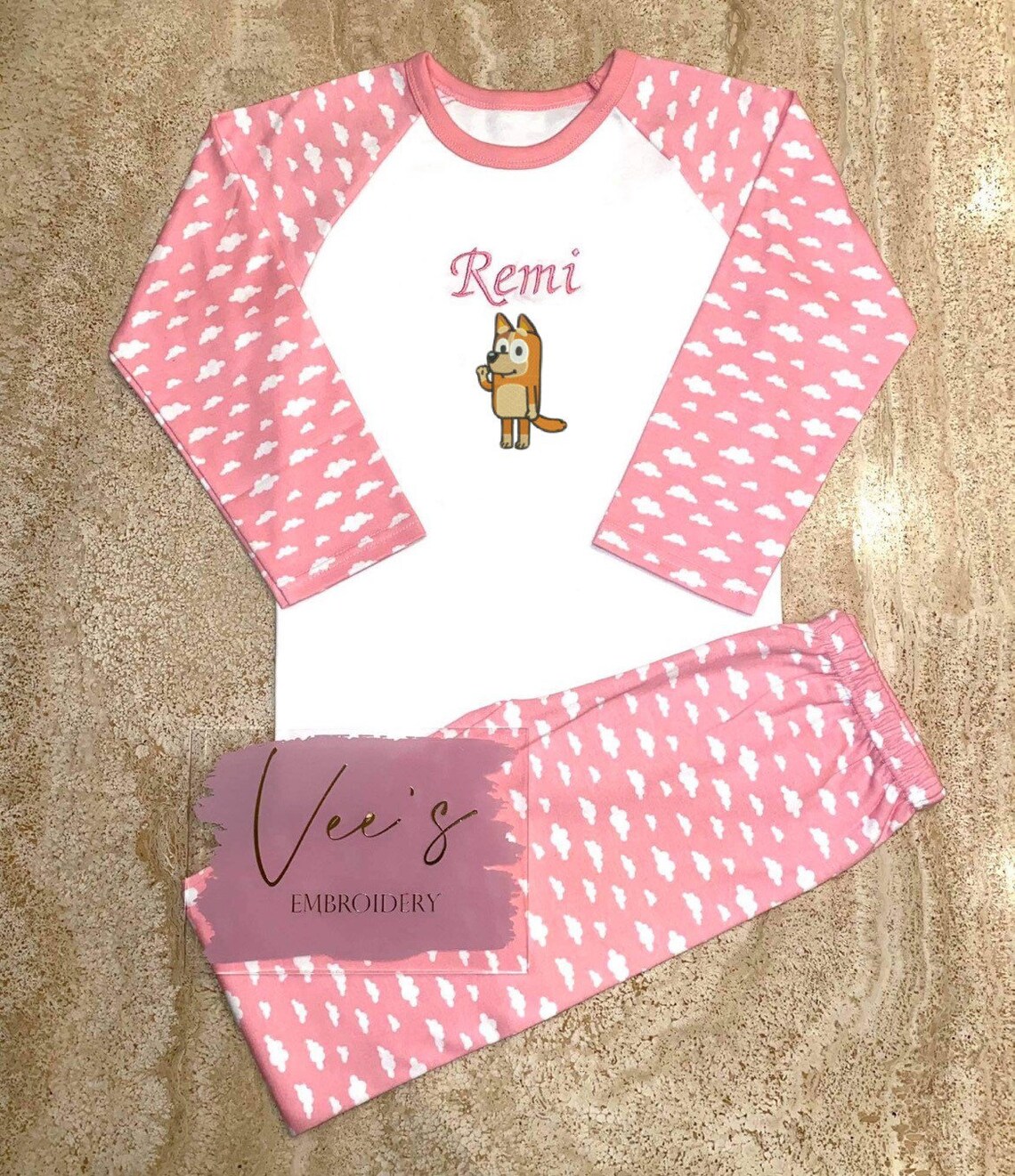 Personalised Bluey Pyjamas Embroidered Pjs Etsy UK