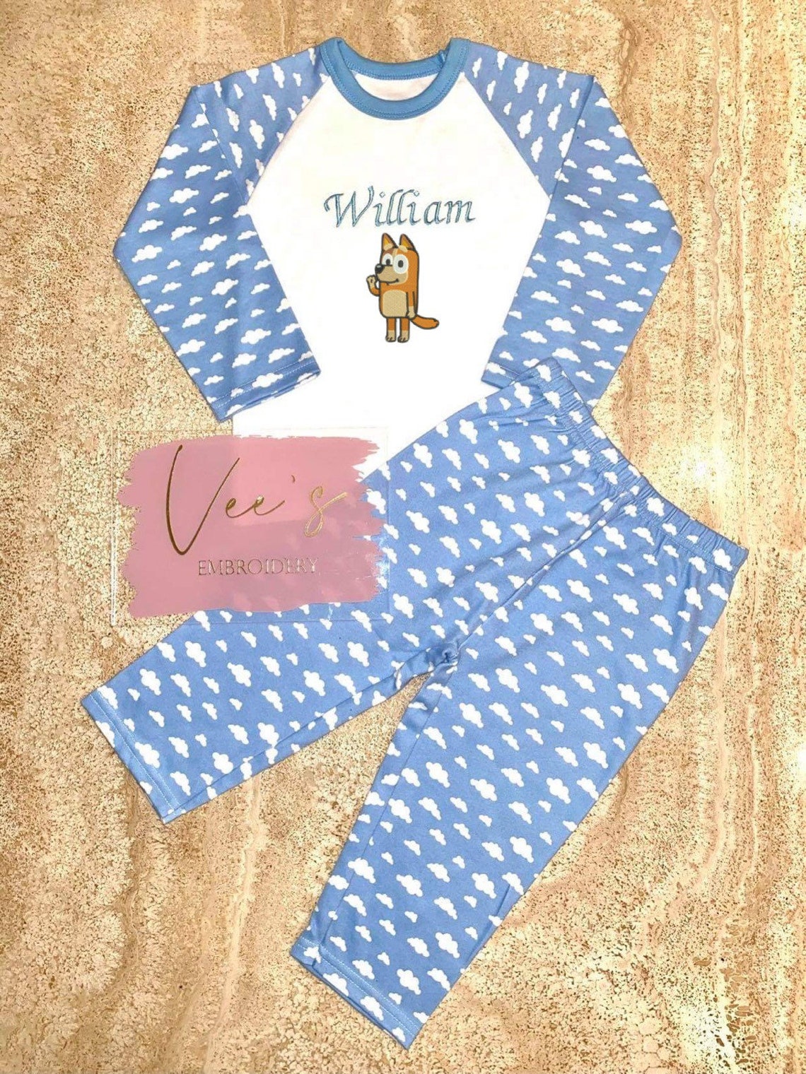 Personalised Bluey Pyjamas Embroidered Pjs Etsy UK