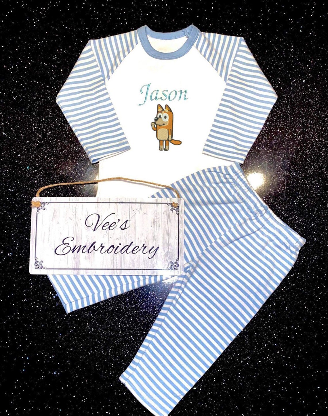 Personalised Bluey Pyjamas Embroidered Pjs Etsy UK