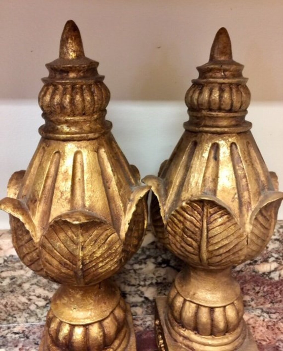 Gold Gilded Finial Pair FREE SHIPPING Etsy