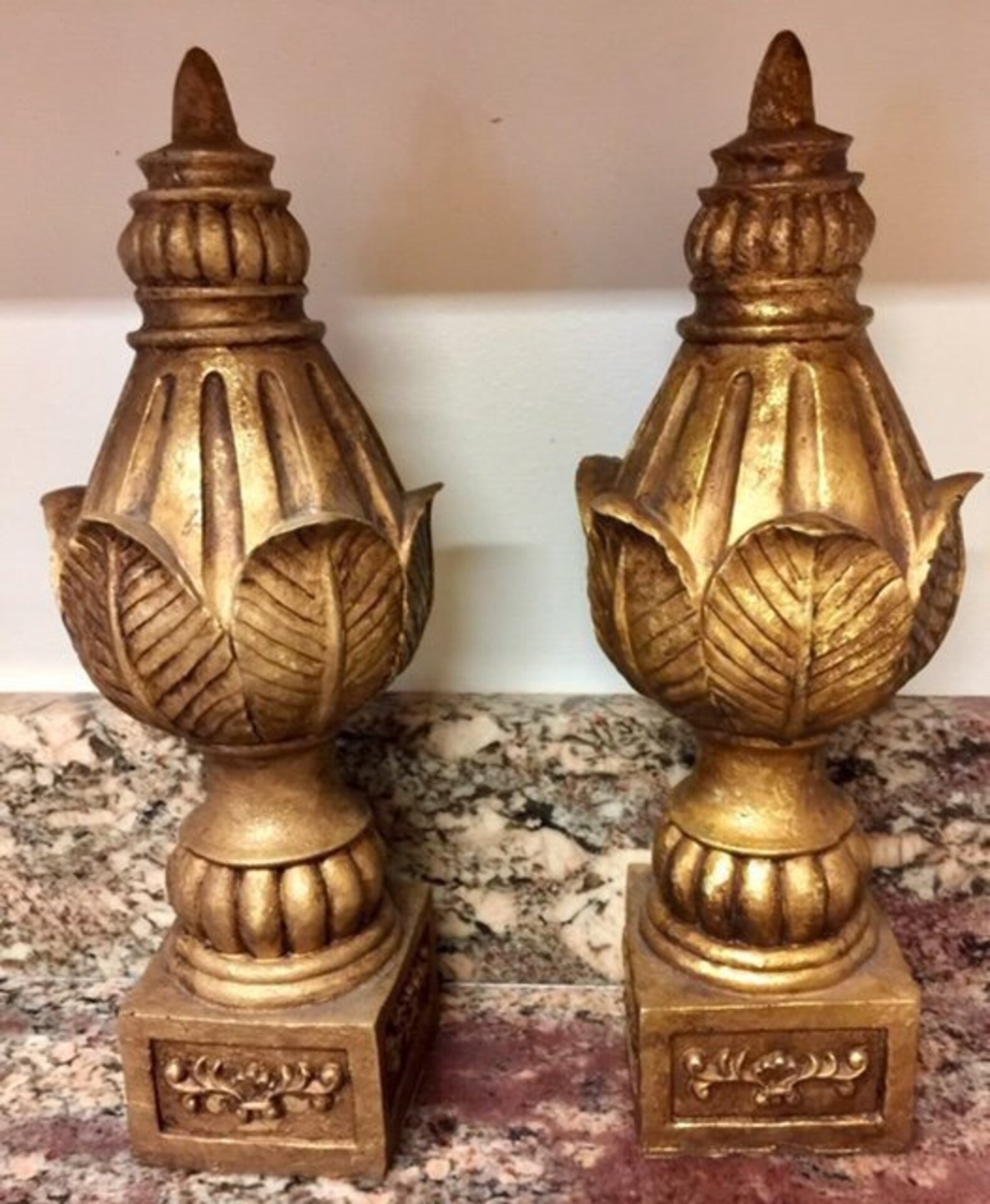 Gold Gilded Finial Pair FREE SHIPPING Etsy