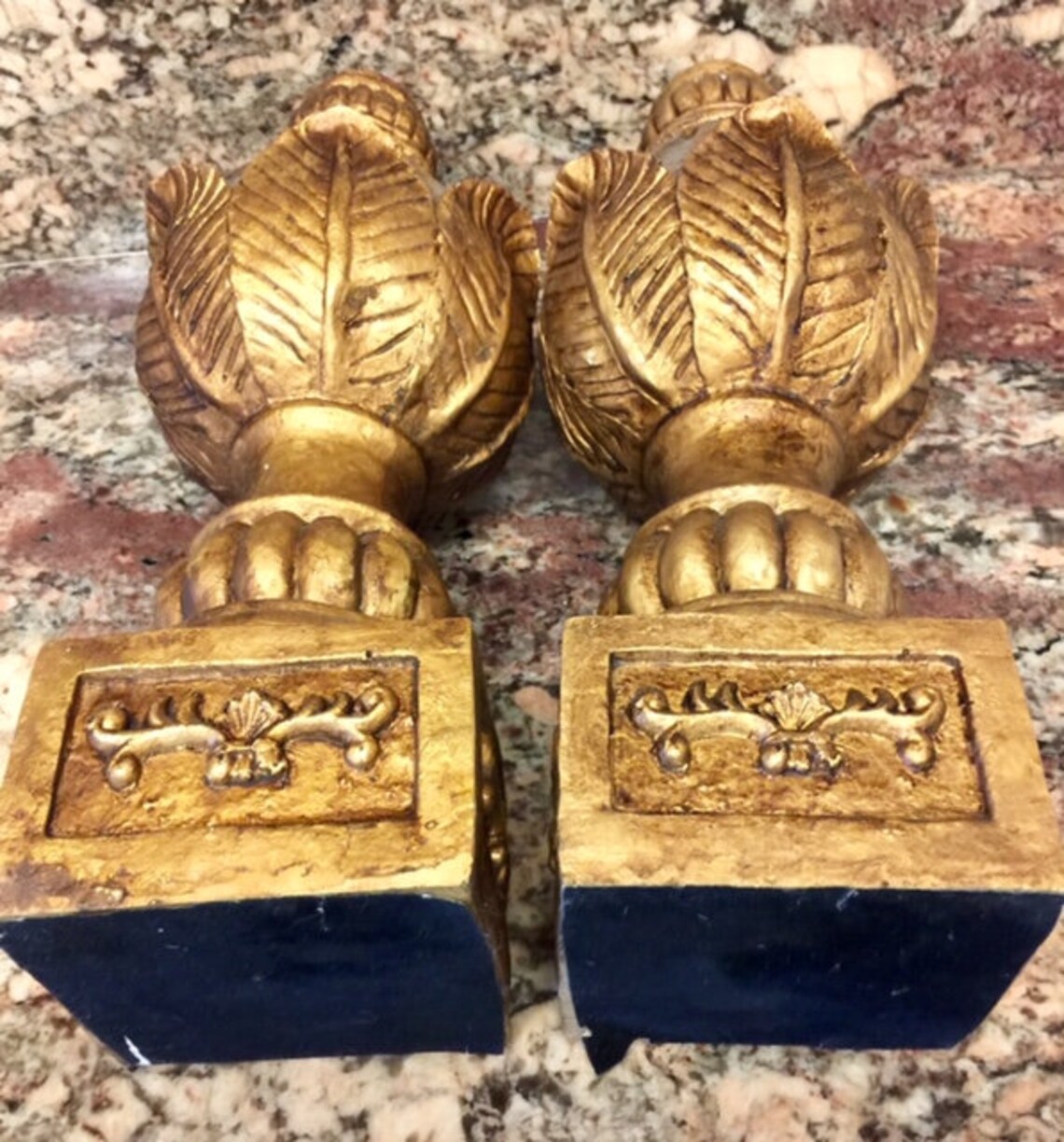 Gold Gilded Finial Pair FREE SHIPPING Etsy
