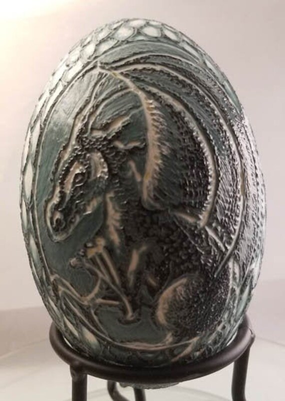 Etched Emu Egg Dragon
