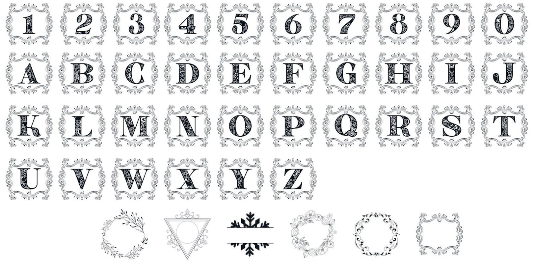 Monogram Letters With Surrounding Frame - SVG and PNG (white and ...