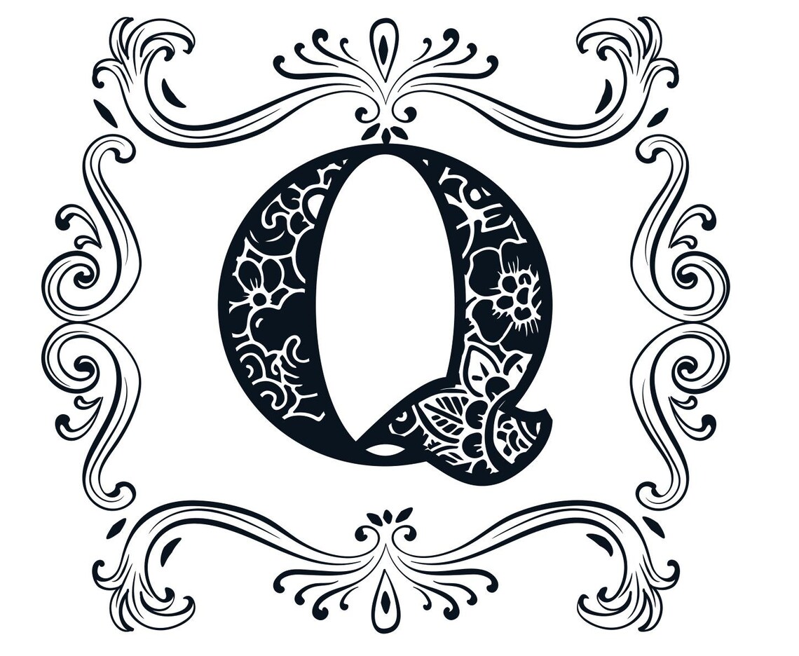 Monogram Letters With Surrounding Frame - SVG and PNG (white and ...