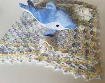 Pastel Baby Blanket, Acrylic baby blanket, Pink and Blue blanket, Ready to ship, crochet baby blanket, baby shower gift