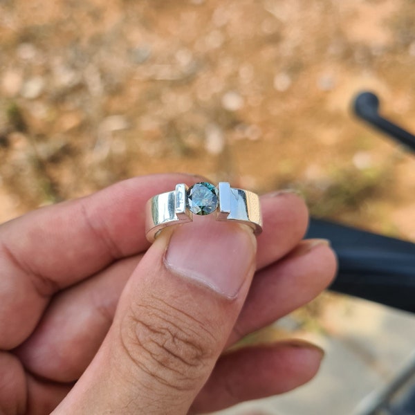 Custom Moissan Diamond Ring Handmade Personalized Levitation Rings Custom Sterling Silver Rings Gemstone Ring Couples Rings Engagement Rings
