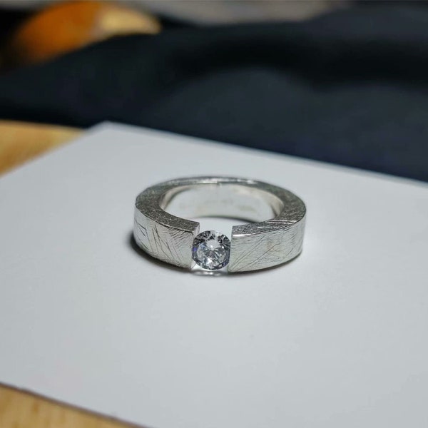 Handmade Moissan Diamond Ring Custom Personalized Levitation Rings Custom Sterling Silver Rings Gemstone Ring Couples Rings Engagement Rings