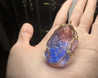Purple Pink Andara Necklace,Powerful beauty andara crystal Pendants,Archangel Activation Love Pendant Rainbow Energy Healing gift for her