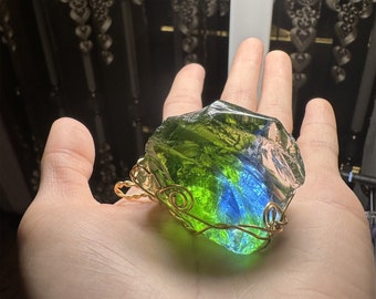 Green Andara Necklace,powerful beauty Blue andara crystal Pendant,Rainbow Energy Archangel Master DNA Activation Love Pendant Healing