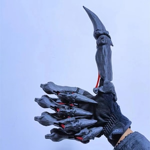 Black Skull Claws, Tech Paws Claw, Robot Blades Fingers, Mechanical Gauntlets Gloves Joints movable Claws, Skeleton Bone claw Gifts for her