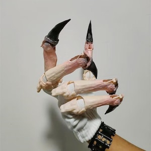 Gradient Black Skull Claws, Tech Paws Claw, Robot Blades Fingers, Mechanical Gauntlets Gloves Joints movable Claws, Skeleton Bone claw Gifts