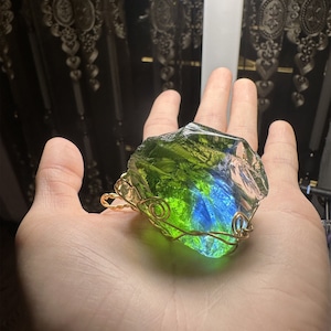 Green Andara Necklace,powerful beauty Blue andara crystal Pendant,Rainbow Energy Archangel Master DNA Activation Love Pendant Healing