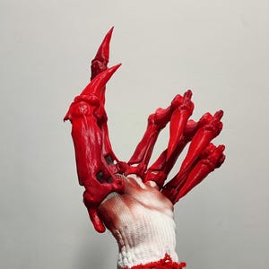 Red Skull Claws, Tech Paws Claw, Robot Blades Fingers, Mechanical Gauntlets Gloves Joints movable Claws, Skeleton Bone claw Gifts for her
