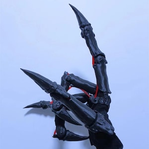 Black Skull Claws, Tech Paws Claw, Robot Blades Fingers, Mechanical Gauntlets Gloves Joints movable Claws, Skeleton Bone claw Gifts for her