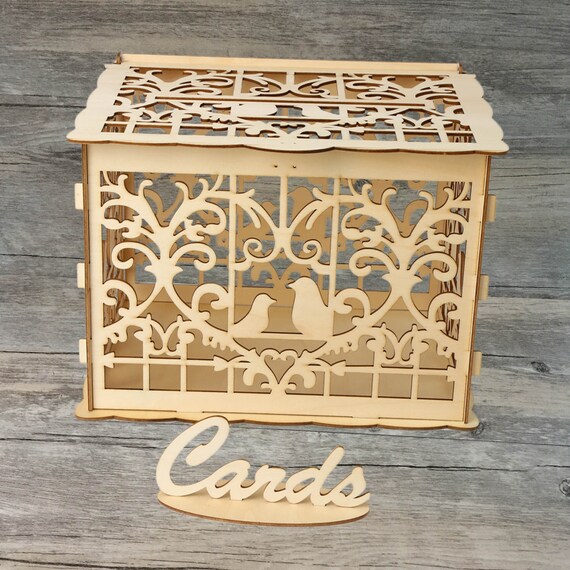 Diy Love Bird Wedding Card Box With Slot Lock Wedding Money Etsy