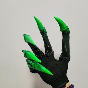 Gradient Green Skull Claws, Tech Paws Claw, Robot Blades Fingers, Mechanical Gauntlets Gloves Joints movable Claws, Skeleton Bone claw Gifts