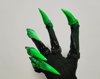 Groen kleurverloop schedelklauwen, Tech Paws Claw, Robot Blades Vingers, Mechanische Handschoenen Handschoenen Gewrichten Beweegbare Klauwen, Skelet Bone Claw Geschenken