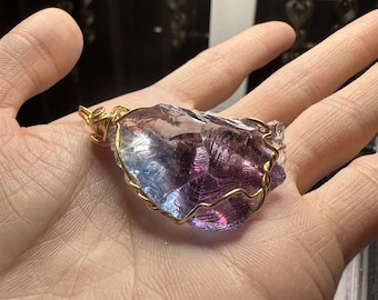 Purple Andara Necklace,Powerful beauty blue andara crystal Pendants,Rainbow Energy Archangel DNA Activation Pendant Healing gifts for her
