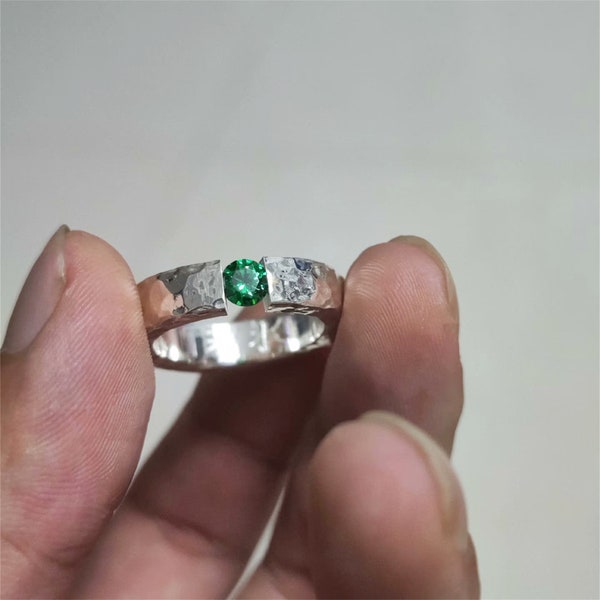 Handmade Green Zircon Rings Custom Personalized Levitation Rings Custom Sterling Silver Rings Gemstone Ring Couples Rings Engagement Rings