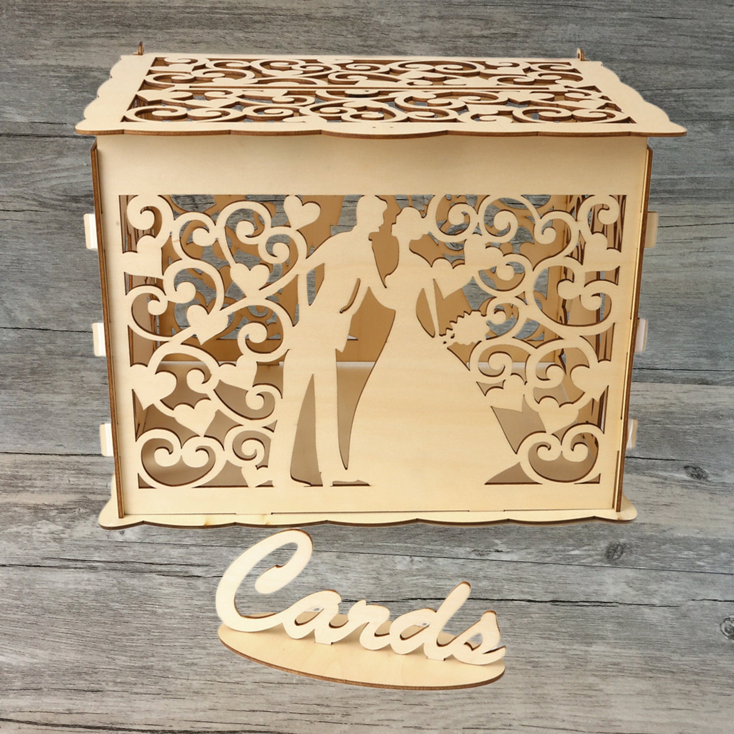 DIY Wooden Wedding Card Box with Lock and Slot for Rustic Wedding Decor