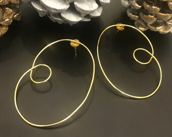 Statement XL GOLD brass Earrings: Bold Sophistication for Modern Trends. Minimalist Boho Earrings; Anniversary Gift