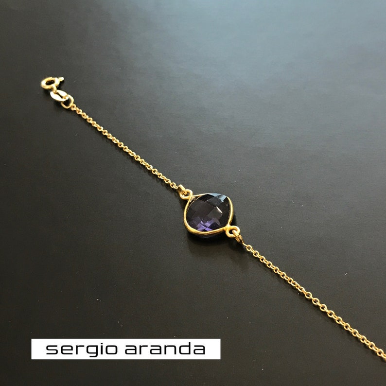 Gift For Her Gems Bracelet with Gold plating Minimalist Jewelry Amethyst bracelet