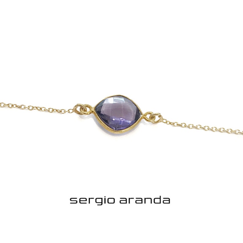 Gift For Her Gems Bracelet with Gold plating Minimalist Jewelry Amethyst bracelet