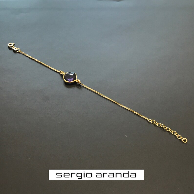 Gift For Her Gems Bracelet with Gold plating Minimalist Jewelry Amethyst bracelet