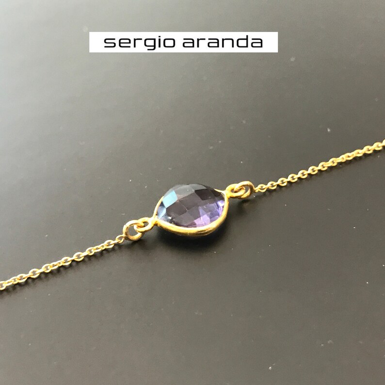 Gift For Her Gems Bracelet with Gold plating Minimalist Jewelry Amethyst bracelet