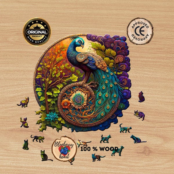 Exquisite Wooden Peacock Jigsaw Puzzle - 3D Design - Artistic and Mindful Gift - Wooden puzzle for adults