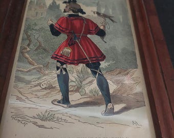 Fauconnier de la Maison de François 1er 19th Century Engraving of a Falconer in the House of François 1er