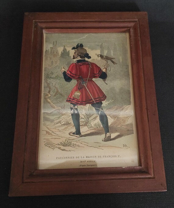 19th Century Engraving of a Falconer in the House of François 1er