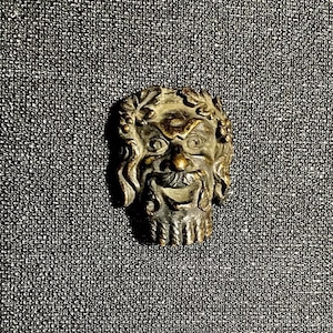 Bronze miniature applique element commedia dell'arte mask 19th century