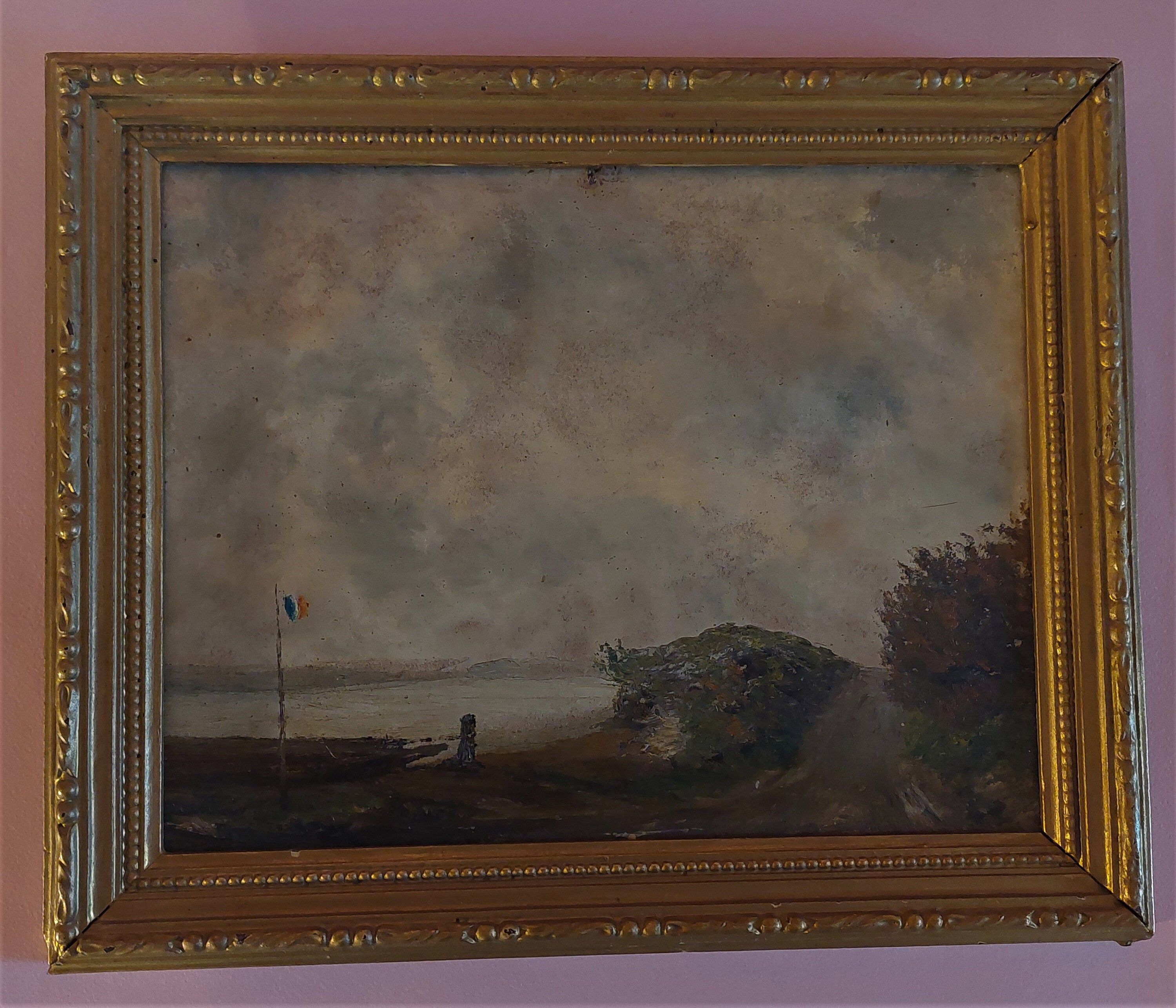 Tableau Huile sur Panneau Marine Le Bac Municipal Signé Elie Bauchoir 1927